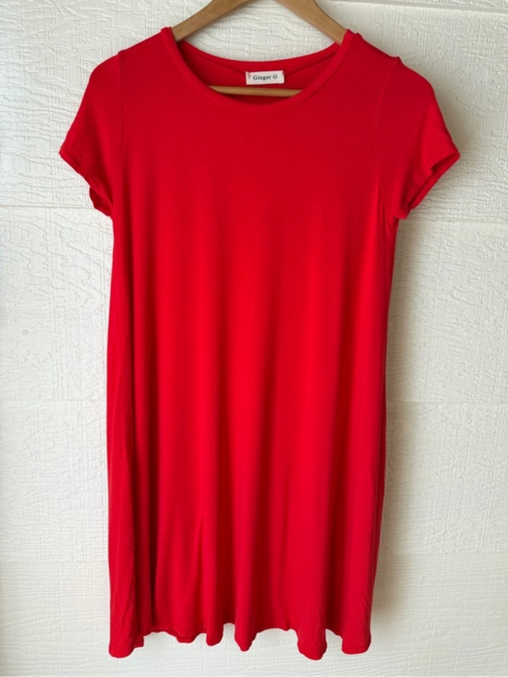 Ginger G Red Short Sleeve t shirt Dress Size S